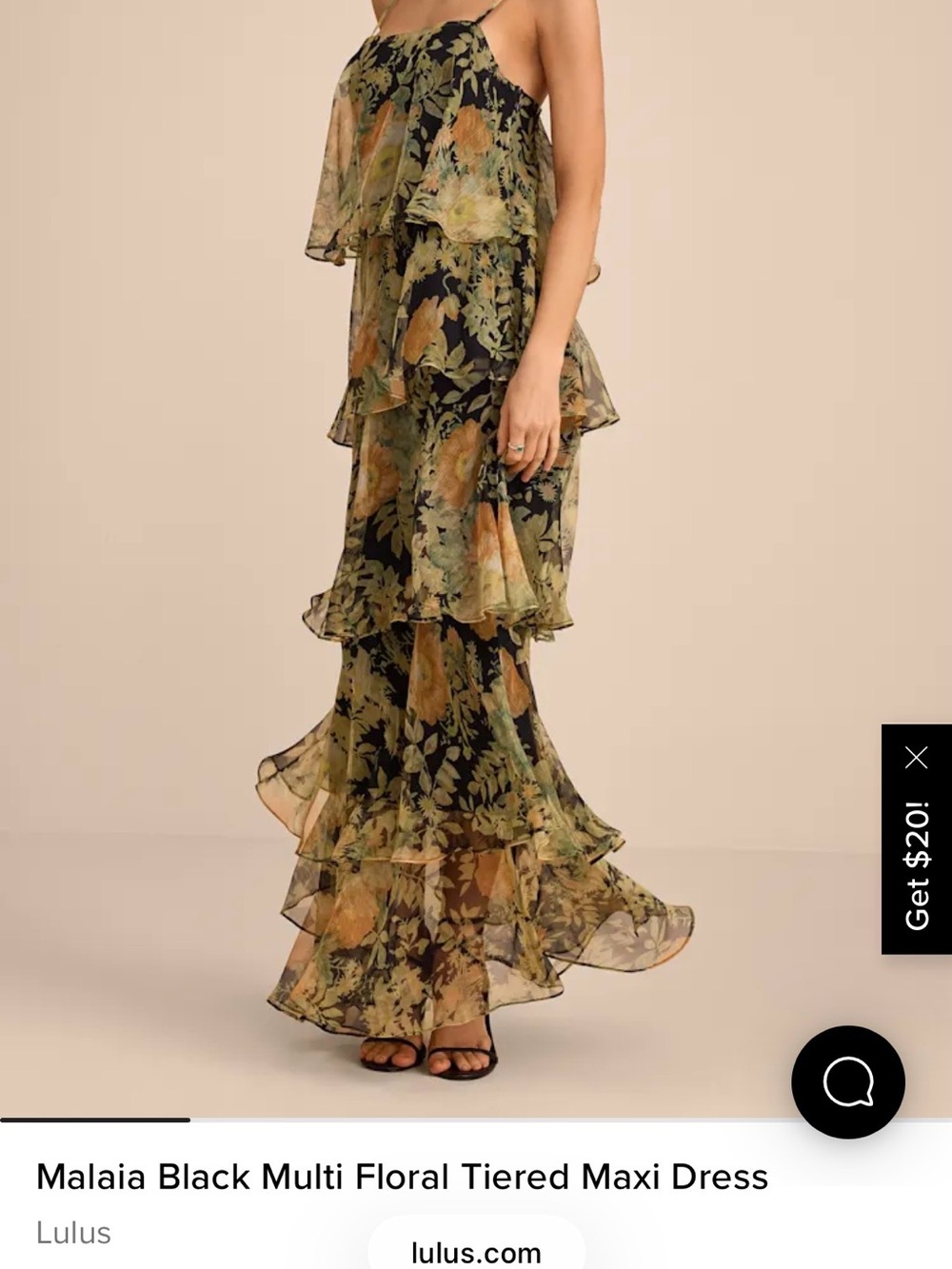 Lulu's Black Multi Floral Tiered Maxi Dress